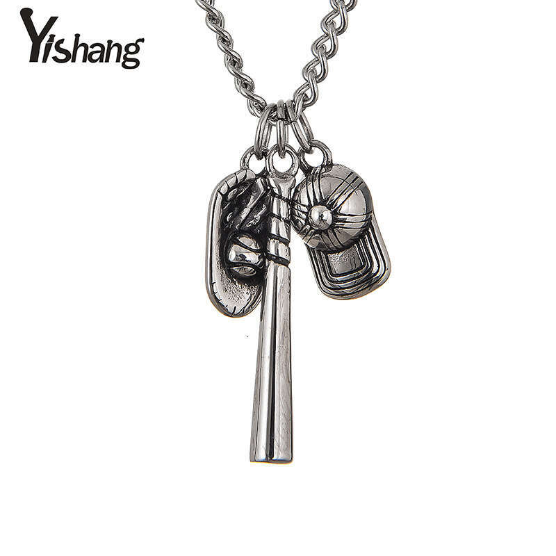 Hot selg Korean fashion creative men's baseball necklace stainless steel versatile pendant