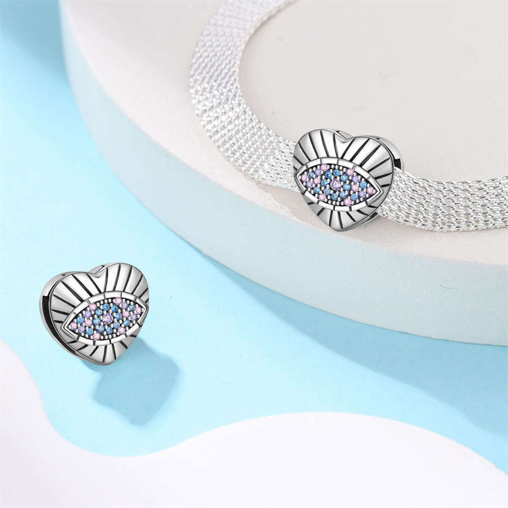 925 Sterling Silver Charm Flat Buckle Four Leaf Clover Eye Sun Hanging Bead DIY Jewelry Accessories Fit silver Snake Bracelet For women jewelry gift