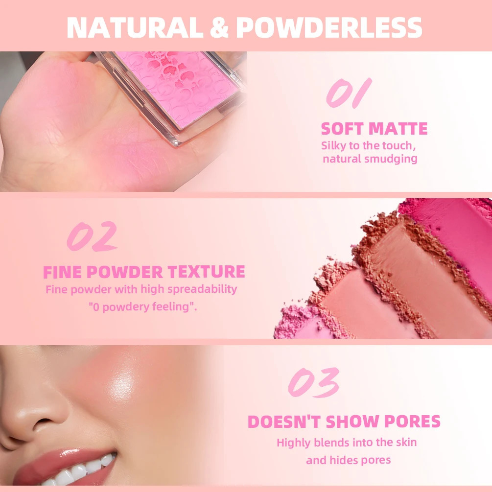 QIBEST Natural Cream Blush Palette Makeup LongLasting High Pigment Face Blusher Powder Facial Cheek Tint Rouge Women Cosmetics X251023