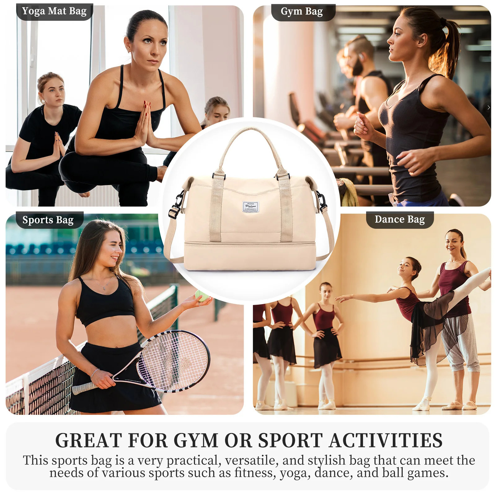 Large Travel Bag Foldable Sports Easyjet Hand Luggage 45x36x20 Cabin with Shoe Compartment Overnight Weekender Gym 250311