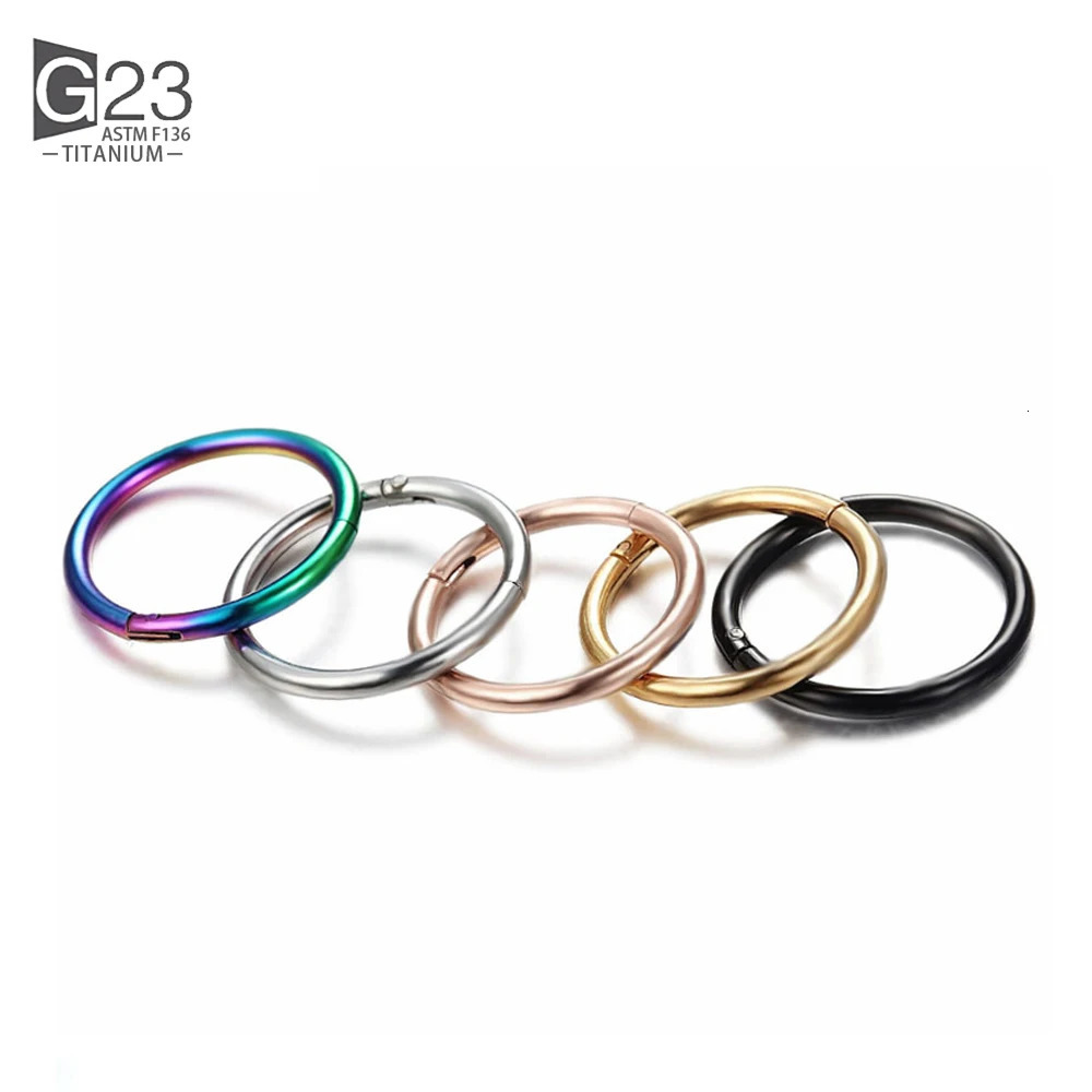 50pcs100Pcs G23 Nose Piercing Hinged Segment Hoop Ring For Women Men Septum Clicker Ear Helix Earring Jewelry 250213