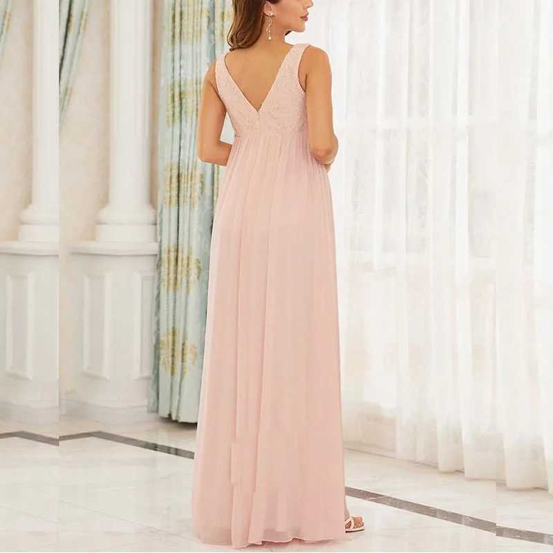 Elegant Maternity Dresses For Photo Shoot Pregnant Women Solid Mesh Yarn V Neck Pregnancy Photography Maternity Sleeveless DressT250311
