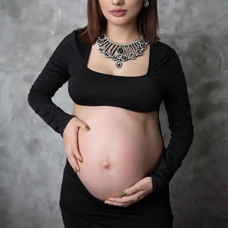 Maternity Sexy Bodycon Dresses Pregnant Photo Dress Square Neck Long Sleeve Wedding Party Pregnant Clothes X250224
