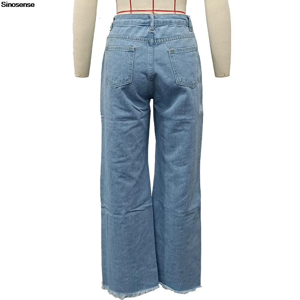Womens Casual Loose Ripped Denim Pants High Waist Boyfriend Destroyed Distressed Wide Leg Jeans Daily Wear Street Y2K 250311