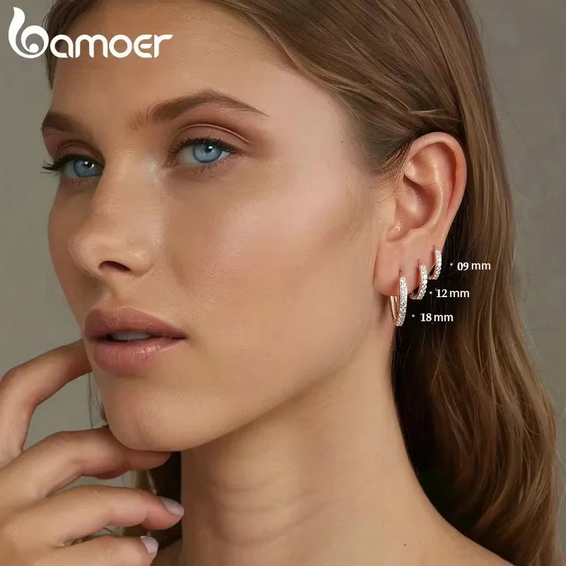 925 Sterling Silver Classic CZ Hie Hoop Earrings White Gold Plated Cartilage Piercing Ear Cuff for Women 250213