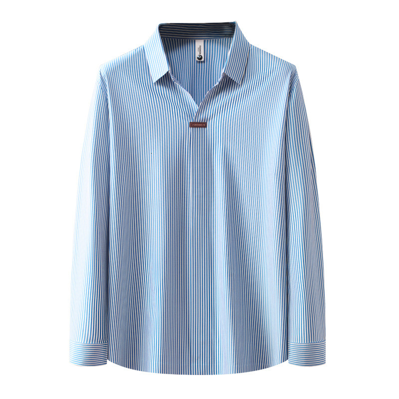 Long sleeved polo shirt for men autumn and winter new item, collar with a sense of luxury, striped elastic t-shirt, men's fashion tracksuit