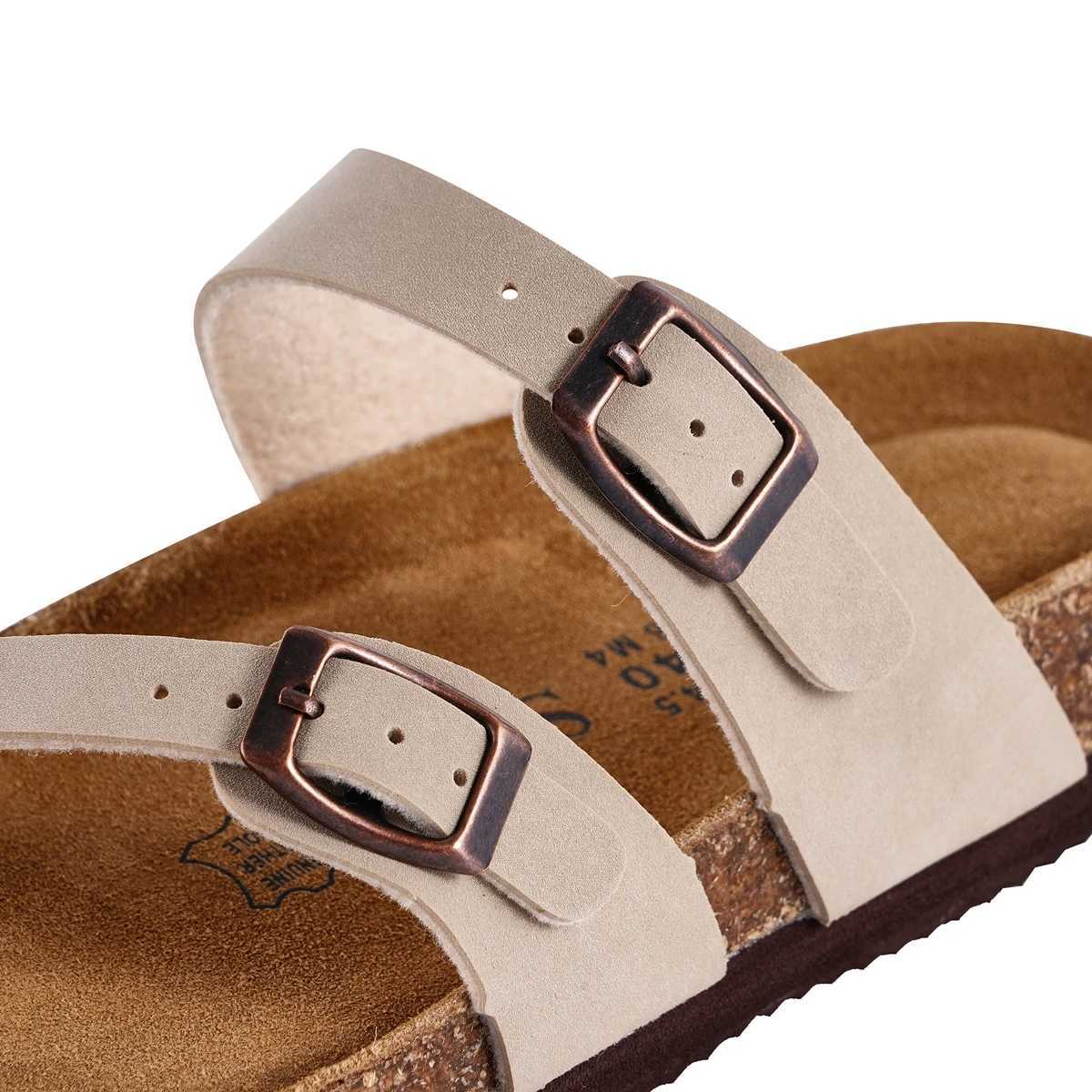 SUFU Slippers Summer Classic Buckle Breathable Outdoor Casual Flip Flops Soft Footbed Leather SandalsXJ250311
