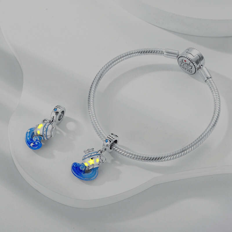 925 Sterling Silver illusion luminous twelve constellations pendant Charms fit bracelet DIY jewelry bracelet necklace for women gift