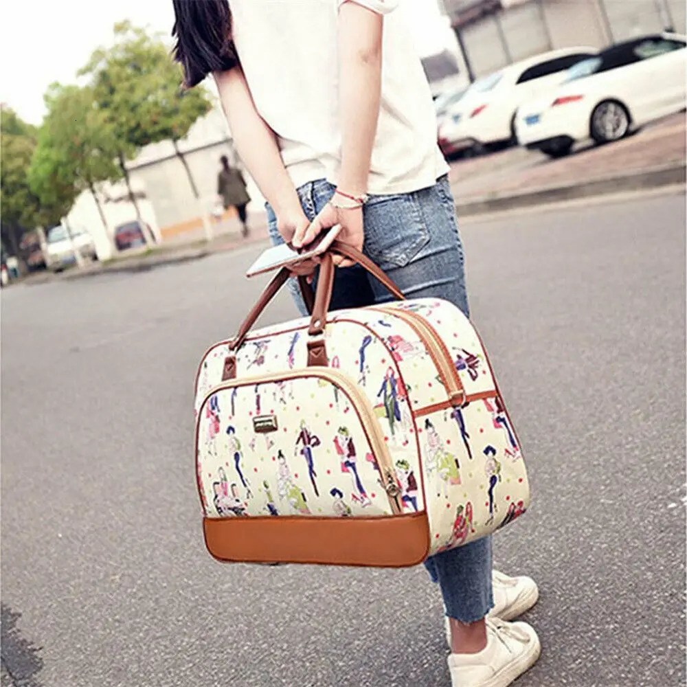 Men Women PU Leather Portable Holdall Handbag Travel Bag Luggage 250311