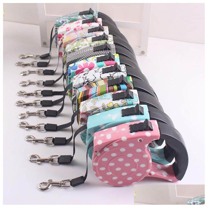 Dog Collars 5M Leashes Lead Pets Cats Puppy Leash Automatic Retractable Walking For Small And Medium Pet Portable Chest Harness Supp Otouv