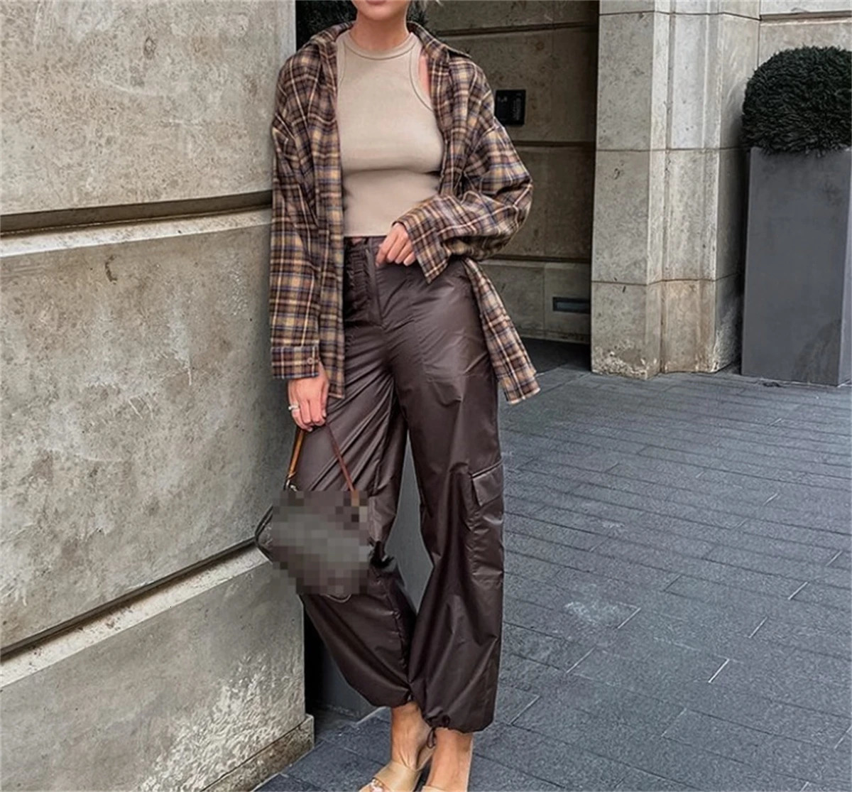 Womens Vintage Loose Plaid Blouse Spring Autumn Long Sleeve Oversized Tops Fashion High Street Single Breasted Shirts West Cowboy 250311