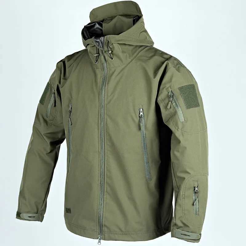 Hiking Jackets For Man 2024 New Autumn Spring Tactical Waterproof Windproof Sharkskin Hooded Outdoor Climbing Training HighT250311