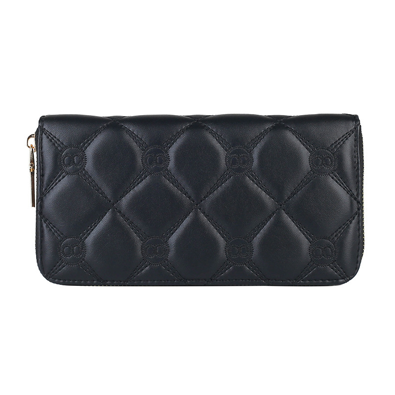 Women s New Black And White Minimalist Fashion Designer Wallet Embroidered Thread Long Handbag Large Capacity Storage Phone Card Bag Free Shipping