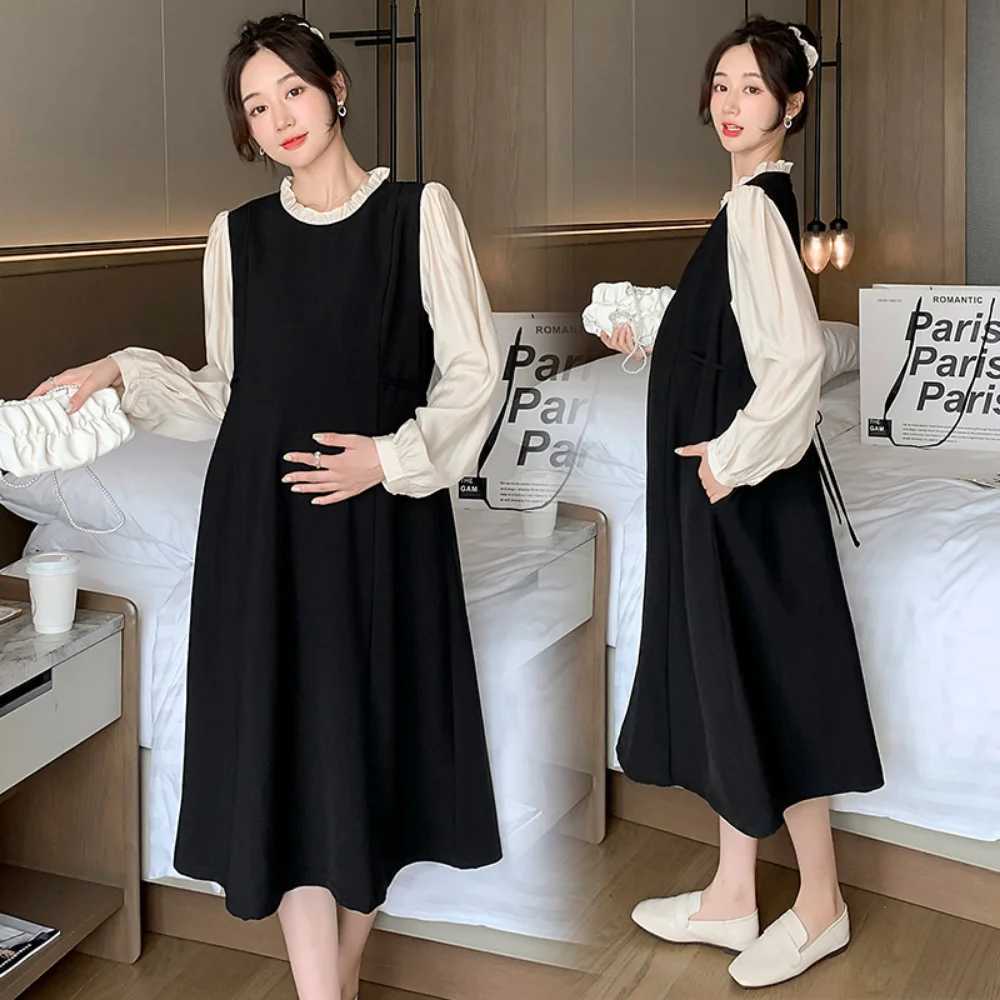 pregnant women clothing Elegant long Sleeve Dress vestidos de fotografia Long Dress korean fashion pregnancy photoshoot dressT250311