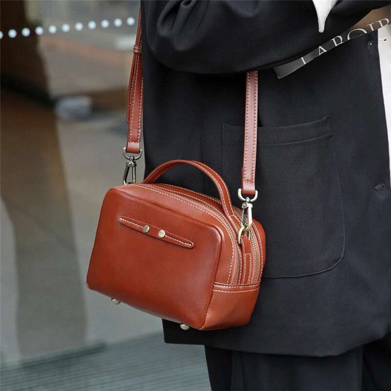 Burminsa 100% Cowhide Genuine Leather Small Crossbody Bags For Women 2025 Designer Shoulder Purses Square Ladies Handbags