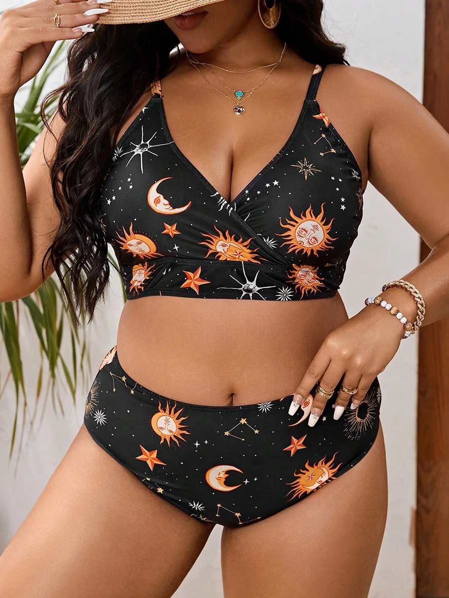 Large Plus Size Bikinis High Waist Swimsuit Women Sexy Halter Swimwear Female Bathers Bathing Swimming Swim Suit Beachwear 250310