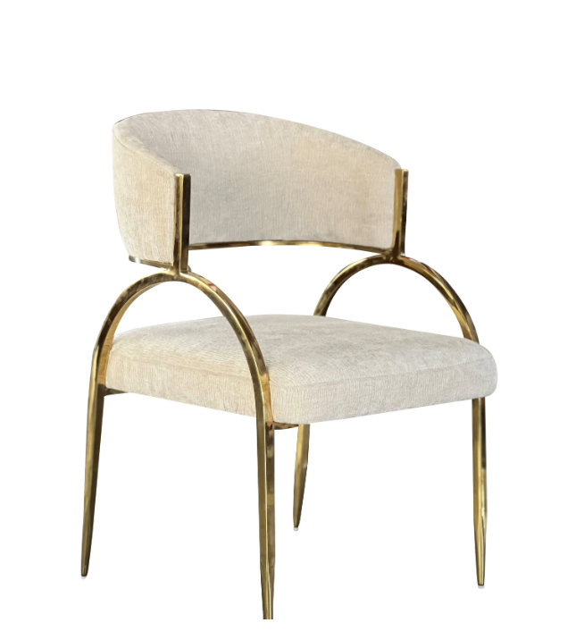 Modern Beige-Gold Colored Alanya Dining Seat Ideal for Home Decor