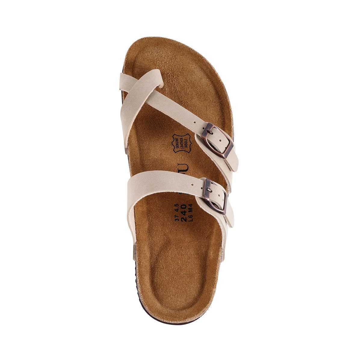 SUFU Slippers Summer Classic Buckle Breathable Outdoor Casual Flip Flops Soft Footbed Leather SandalsXJ250311