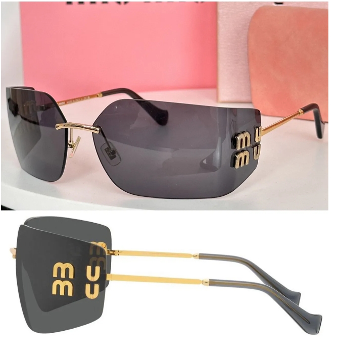 womens mu s sunglasses rimless curved y2k style high quality mu54ys hd polarized lenses mens glasses miumiu miumiue mius mius muimuu mui mui K3W6