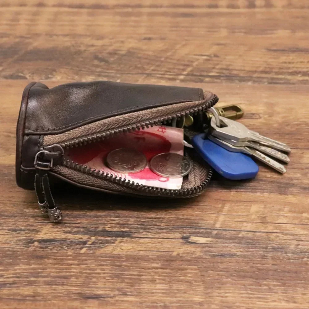 Arrival Men Genuine Leather Key Bag Chain Holder Fashion Zipper Home Storage Double Pack Car for Man 250311