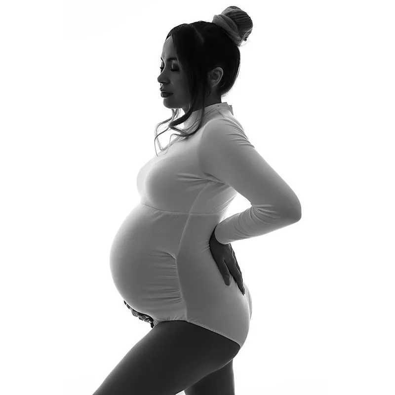 Snake Print Stretchy Maternity Photography Bodysuits High Neck Full Sleeve Pregnancy Bodysuit For Photo Shoot X250224