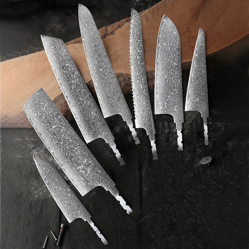 TURWHO Japanese Hand Forged Chef Knives DIY Blank Blade AUS10 Damascus Steel Kitchen Knife Making Handmade NO Handle 250311