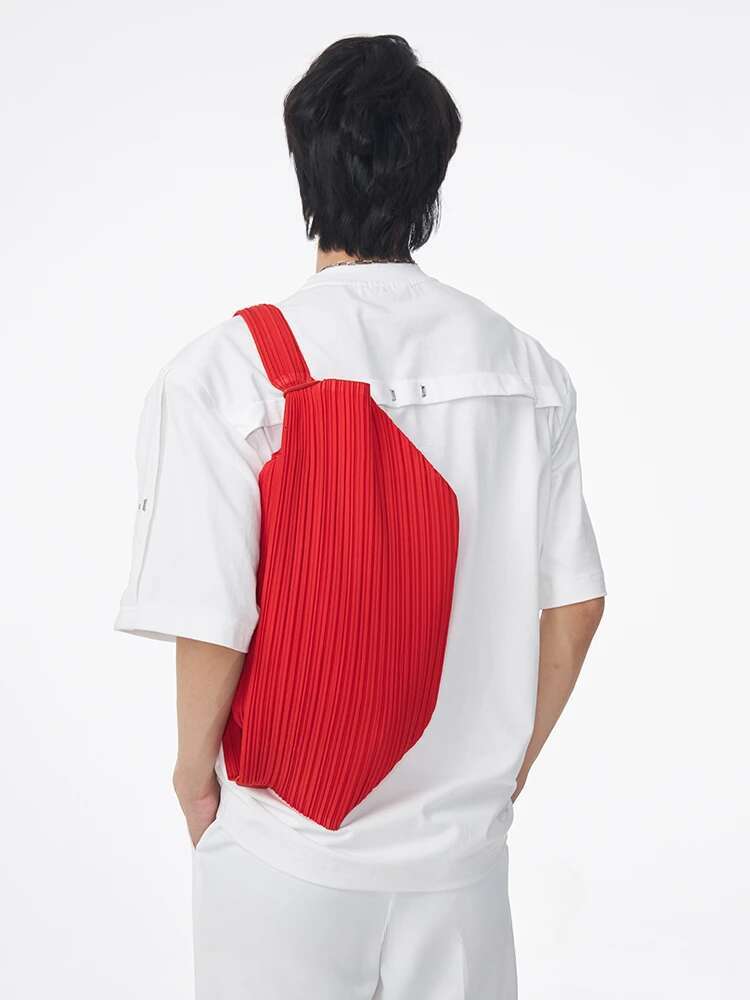 YUDX Fashionable Series House Irregular Men's Shoulder Crossbody Light Pleated Simple Dumpg Men Bag