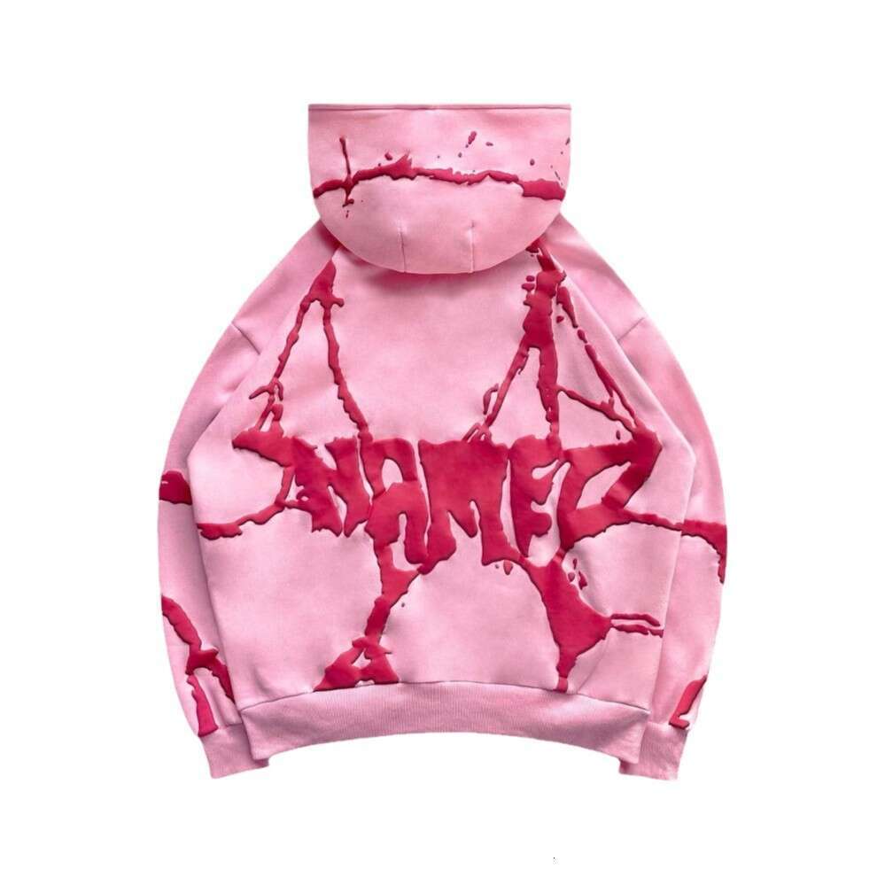 Thickened Velvet Foam Printed Three Color Hooded Sweatshirt For Autumn Winter, Loose And Personalized Set Y2k