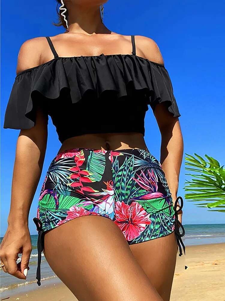 Two Piece Bikini 2024 New Swimsuit Women High Waist Swimwear Push Up Vintage Biquini Bathing Suit Beachwear Female Bikinis Set