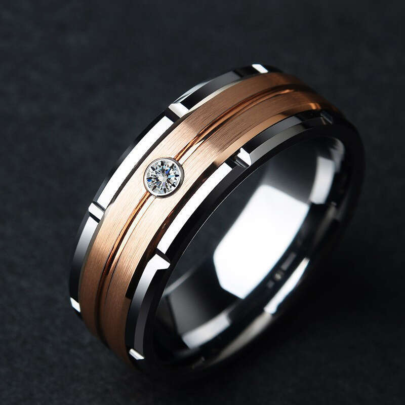 New Women's Crystal Popular Men's Stainless Steel Ring, Couple's Handmade