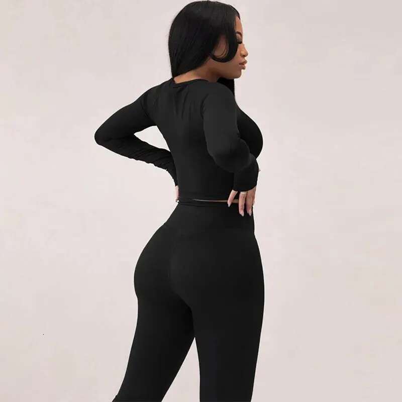 Dulzura Women 2024 Autumn Winter Sleeves Crop Tops Long Pants Two Piece Matching Sets Tracksuit Wholesale Items S3613114k