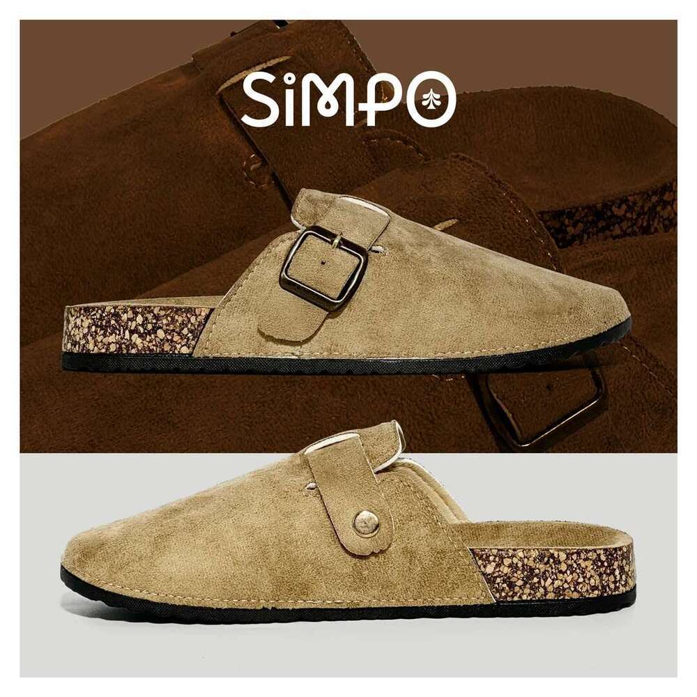 Men's Women And Outdoor Slides Casual Closed Toe Sandals For Adults Flannel Upper Fashion Slippers Non-slip Slip-on All Season