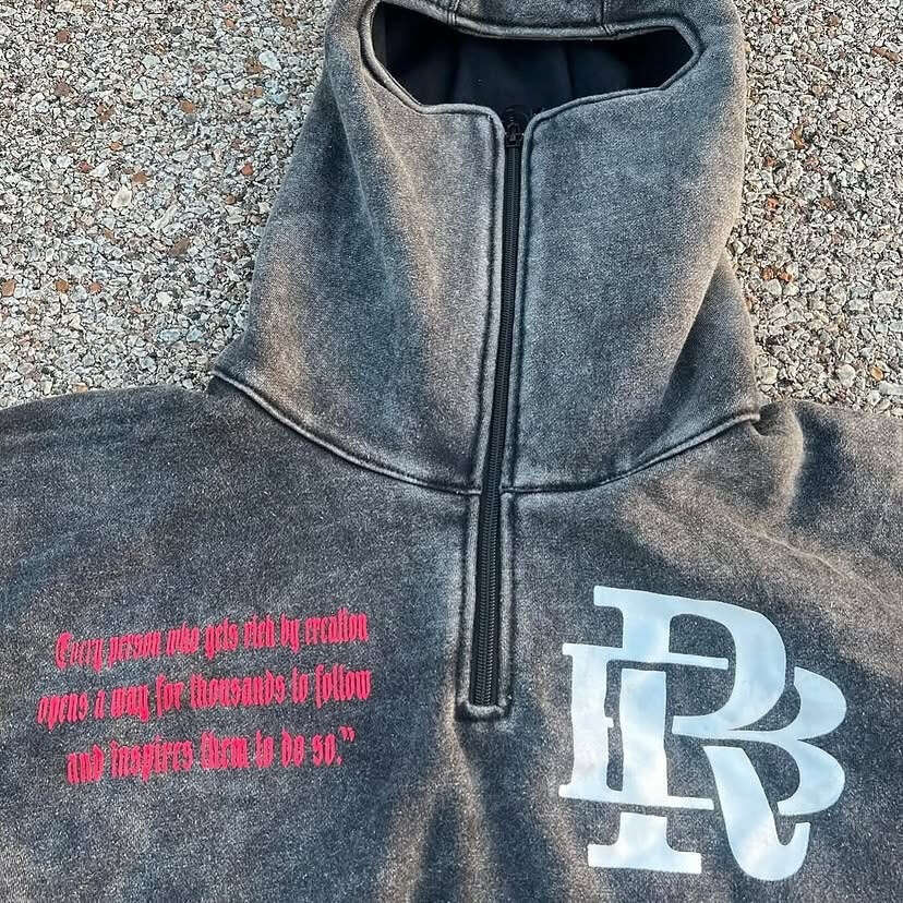 Y2k Heavy Industry Washed Used Ninja 3D Printed Pattern Men's And Women's Hooded Hoodies