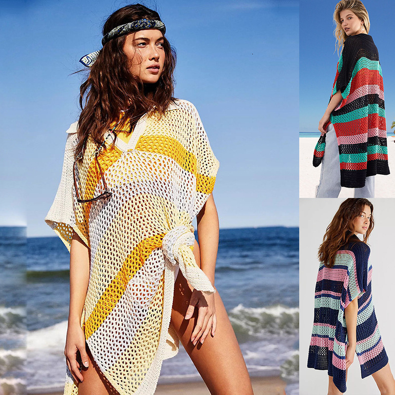 New Cut Out Loose And Sexy Beach Bikini Cover Up Swimsuit With A Long Top