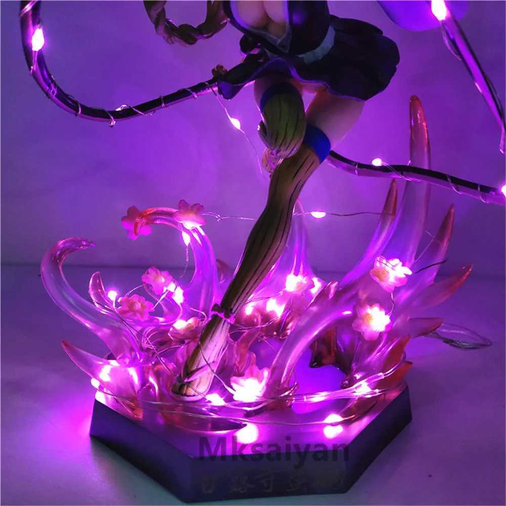 Anime Figures Demon Slayer Kanroji Mitsuri PVC Led DIY Toys Kimetsu no Yaiba 21cm Decor Bedroom Visual Night Light Action FigureXJ250311