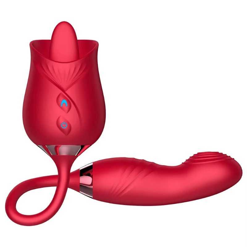 Rose Tongue Licking Vibrator Female G Spot Nipple Stimulation Adult Toys Vibrating Silicone Clitoral Vibrator Sex Toys for WomenXJ250311