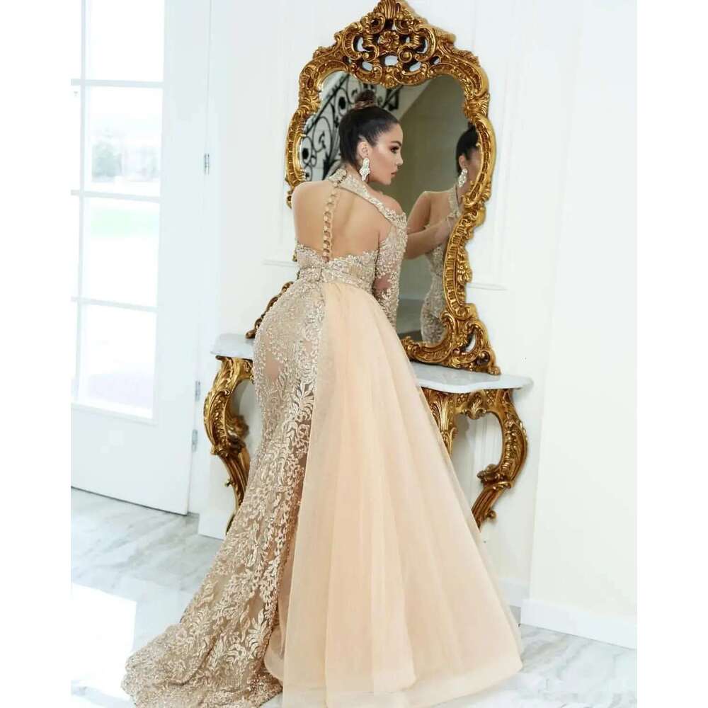 Long Sleeve Mermaid Prom Formal Evening Occasion Beaded Crystal Fiesta Dresses Masquerade Custom