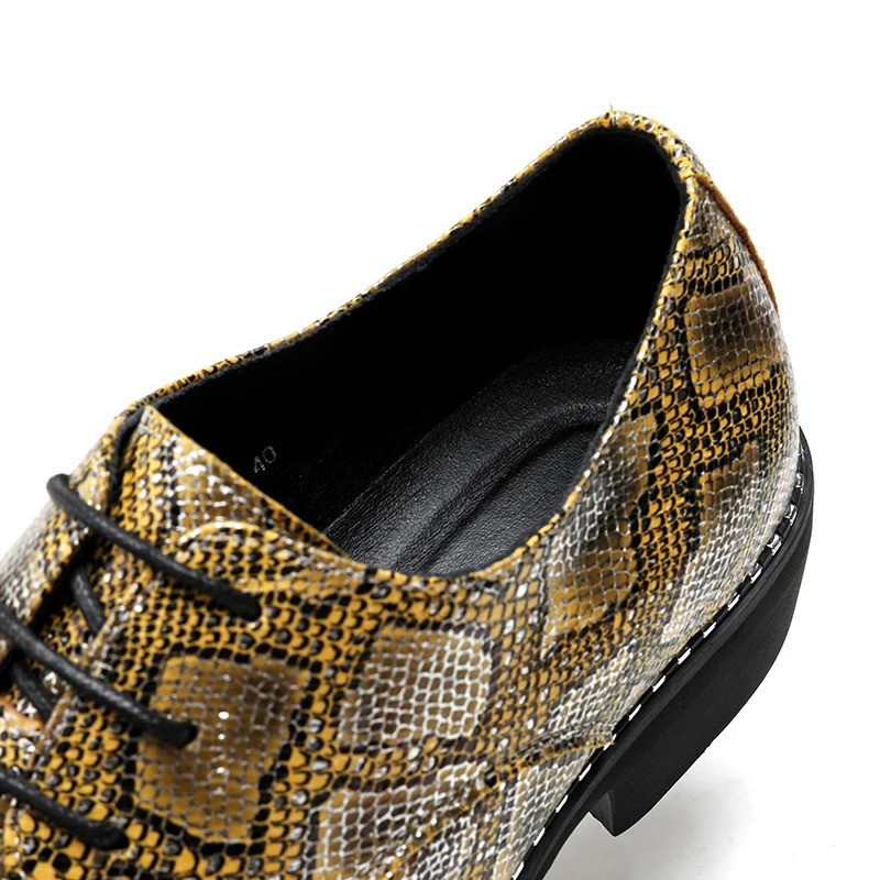 Snakeskin Grain Formal Shoes Leather Oxfords for Men Dressing Wedding Mens Brogues Office Shoes Lace Up Male Zapatos De Hombre 250310