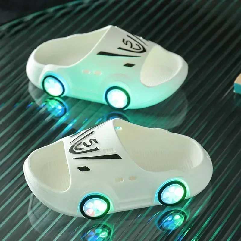 Childrenss Luminous Slippers Car Shape Boys Girls Fashion Cute Shoes Bathroom Children Toddler SlippersT250311