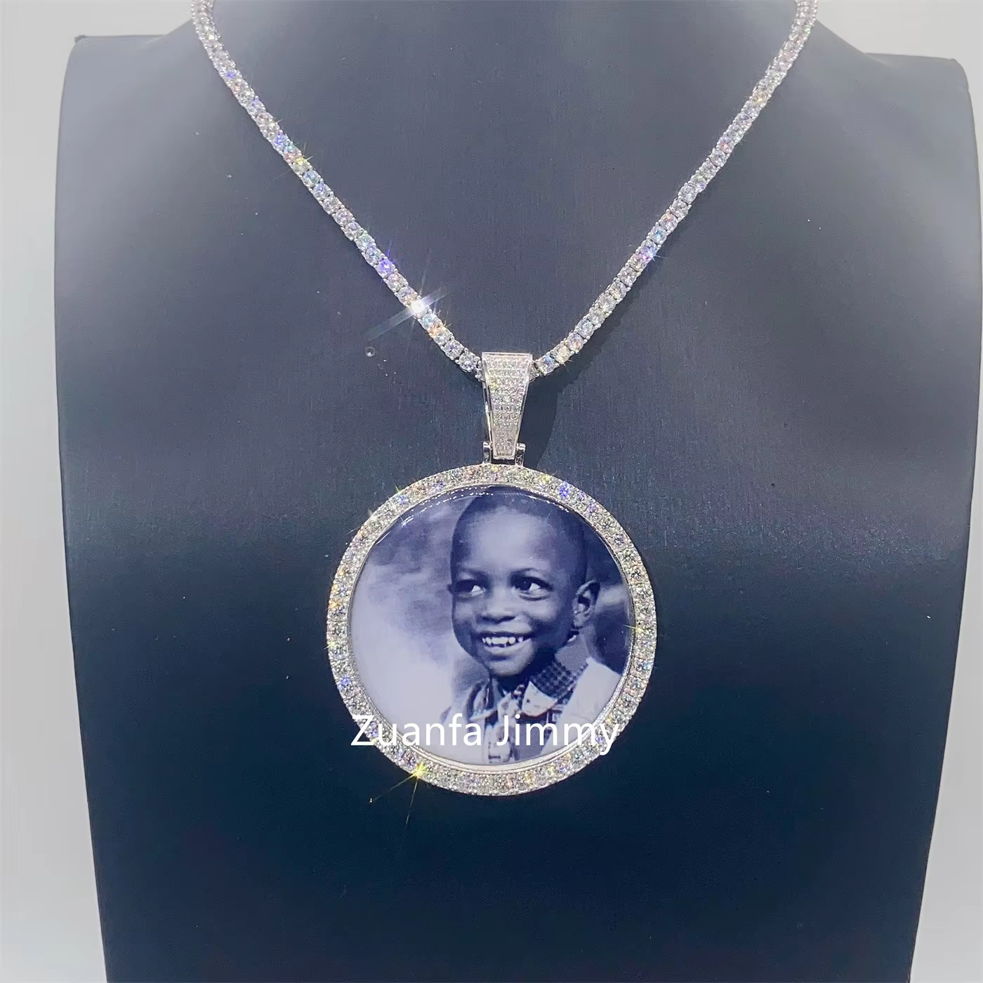 Pass Diamond Tester 925 Silver White Gold Yellow Gold PlateIced Out Hip Hop Style D Color VVS1 Moissanite Photo Pendant Necklace