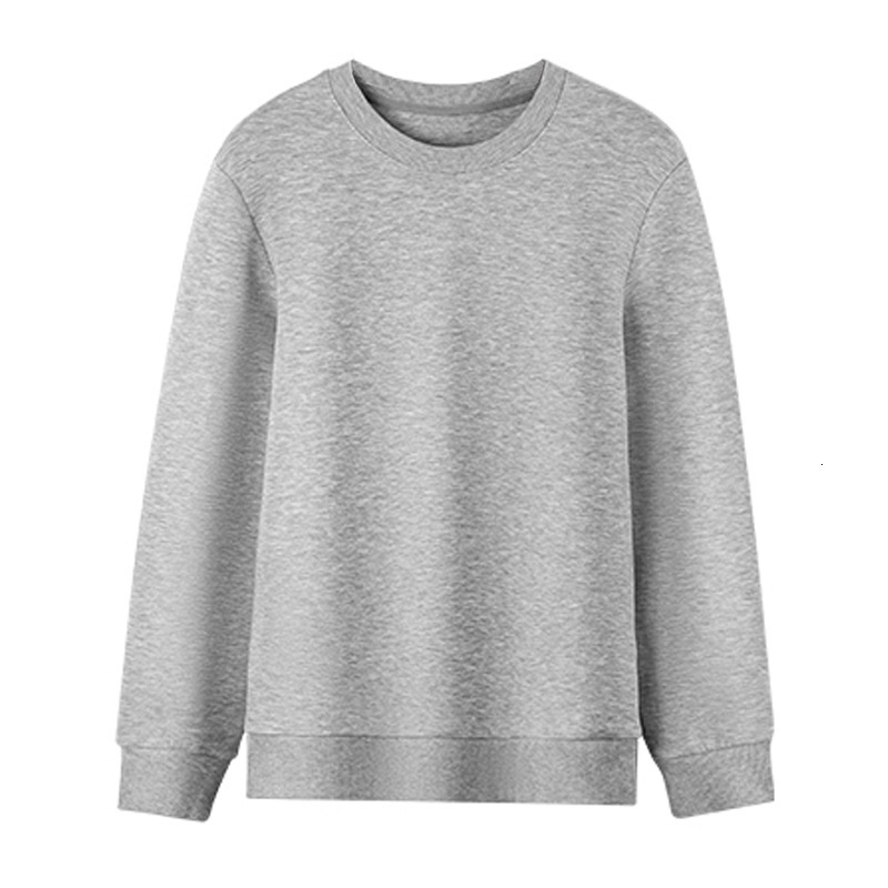 Long sleeved air layer hoodie for men's business leisure, solid color, thick autumn and winter new item, white T-shirt, round neck tracksuit
