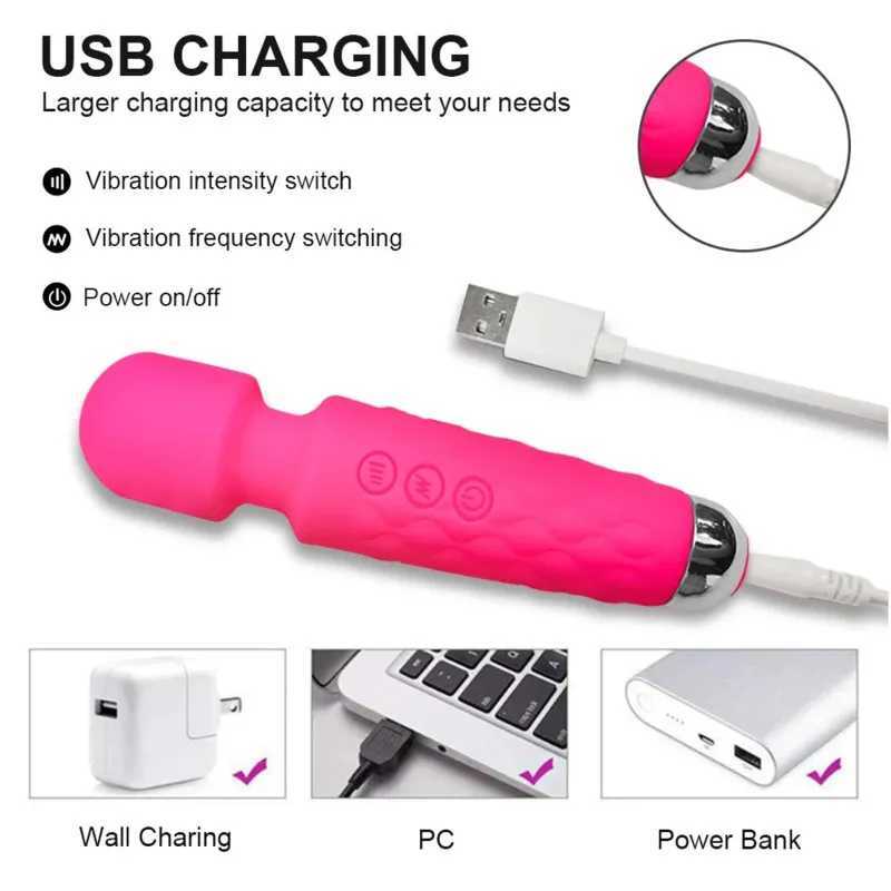 Mini Powerful Vibrator Magic Wand Female G-Spot Massager USB Charging Adult Sex Products Female Sex ToysXJ250311