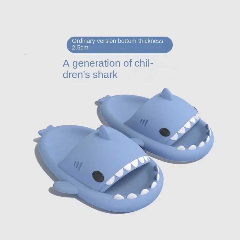 Summer Children Slippers Boy Girl Outdoor Beach Shoes Cartoon Shark Home Indoors Shower Flip Flops Soft Comfortable Kid FootwearT250311