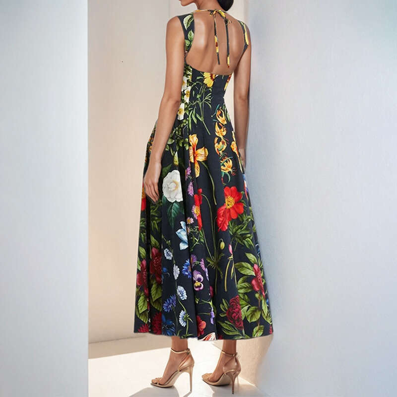Women's 2025 Spring New Style Elegant Sleeveless Printed Sexy Casual Dress KLMY