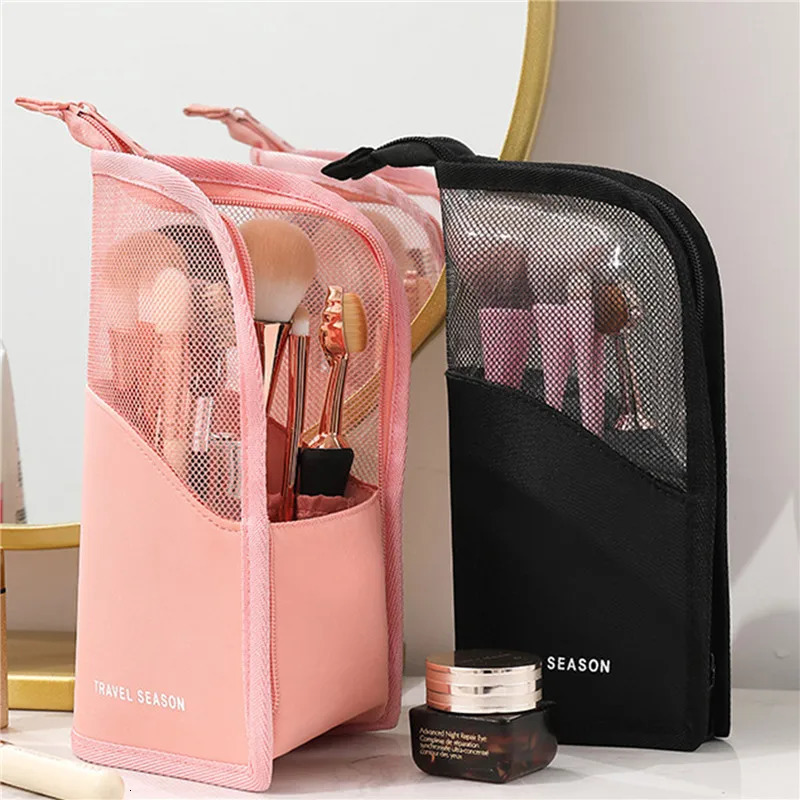 Makeup brush box makeup holder travel waterproof bag upright folding cup with zipper blackpink 250311