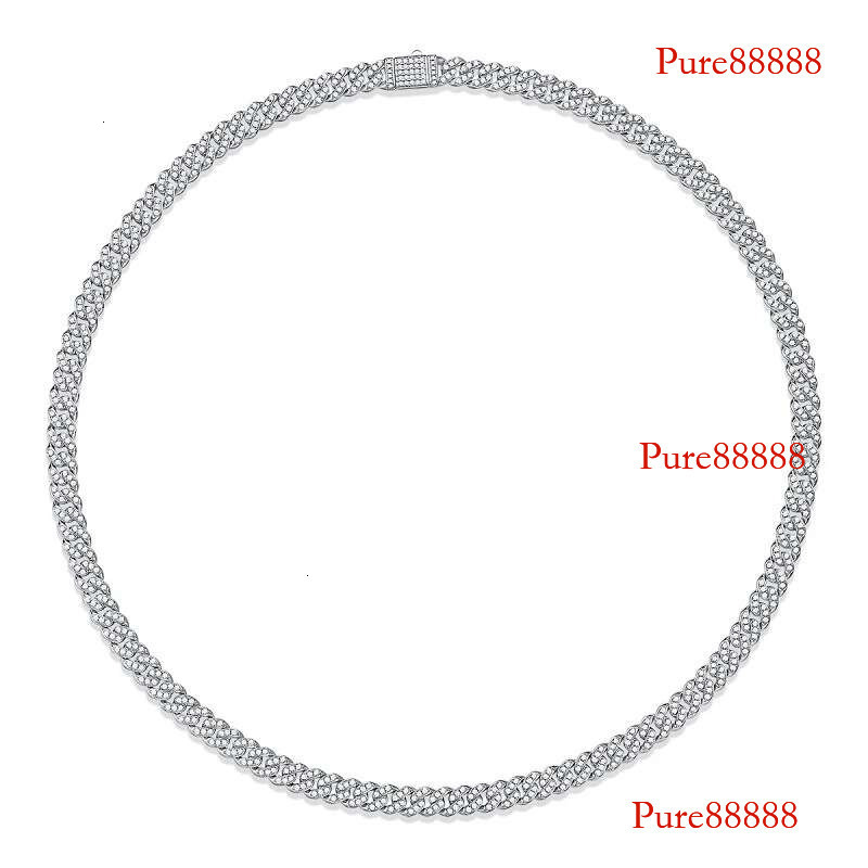 NeeTim 8mm Full Moissanite Cuban Necklaces for Men Women D Color Lab Dia S Sterg Sier Hip Hop Jewelry Neck Chain