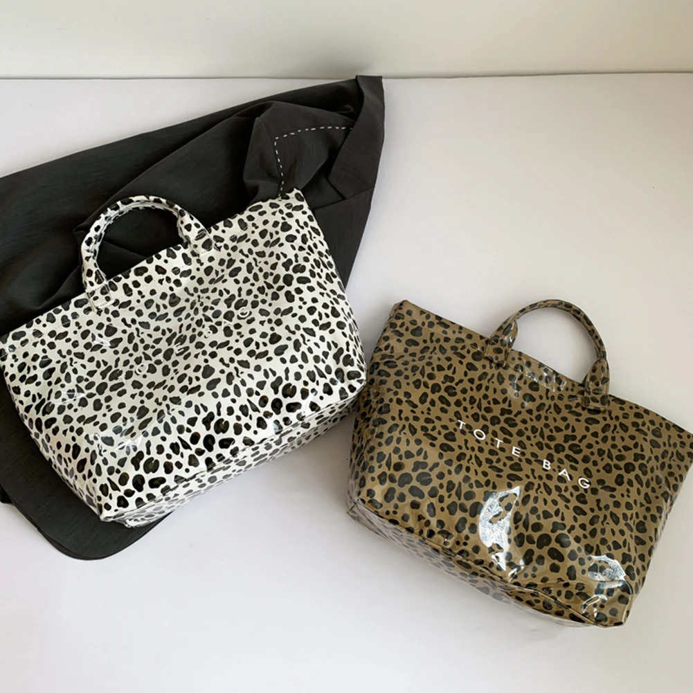 Fashion Large Capacity Handbag Leopard Pattern Tote Bag PVC 2025 Fashionable Handbag Soft Simple Trendy Handbag 250305