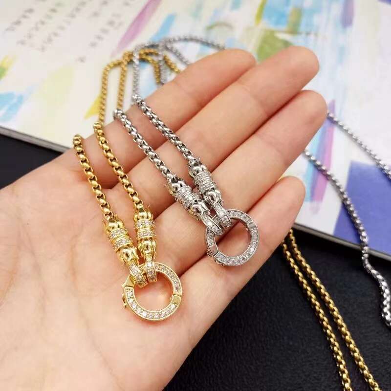 Thai Buddhist brand square dia buckle necklace hanging high-end pendant rope, universal buckle, jade and stone adjustable