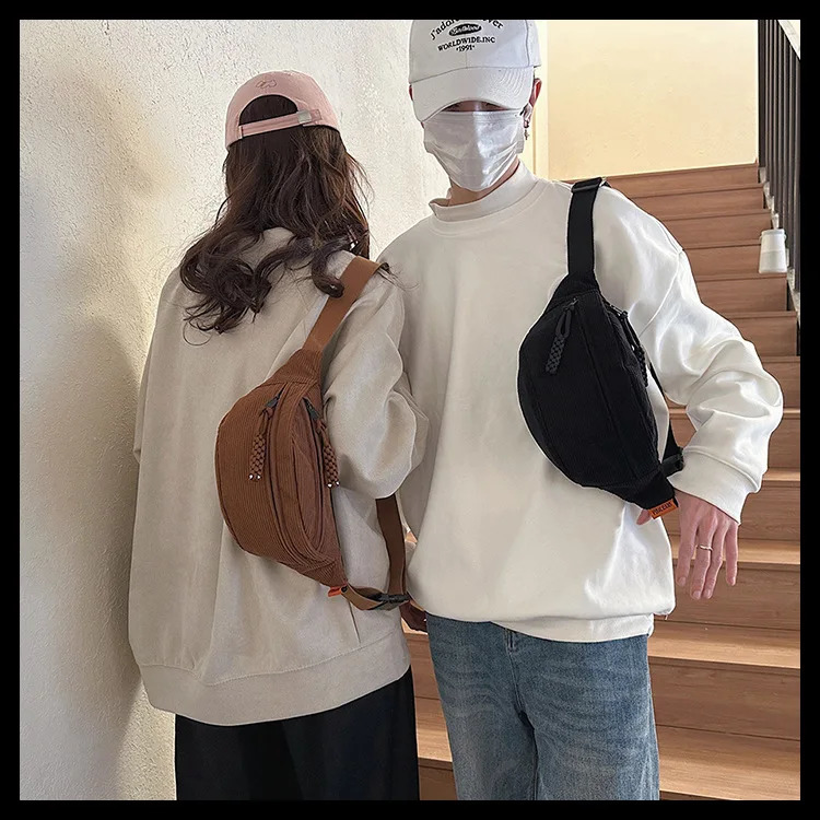 Casual Corduroy Belt Bags for Women Fashion Fanny Pack Female Banana Waist Bag Hip Purse Shoulder Crossbody Chest Bag Pocket 250311