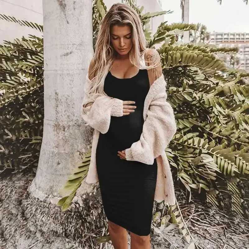 2023 Sexy Solid Vest Skirt Pregnant Woman Dress Women Sleeveless Pregnancy Maternity Dresses Casual Elastic Soft O-neck ClothesT250311